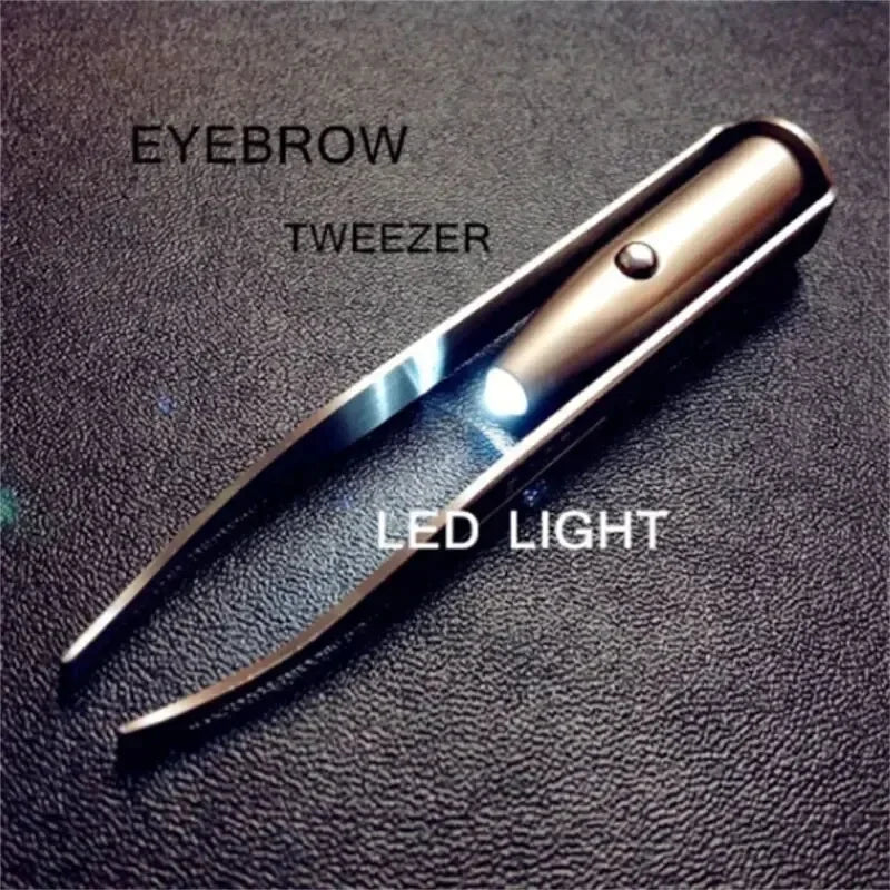 LED Lit Smart Angled Eyebrow Tweezers for Precise Eyebrow Shaping Eyelash Extensions Create Natural Perfect Brows with One Click