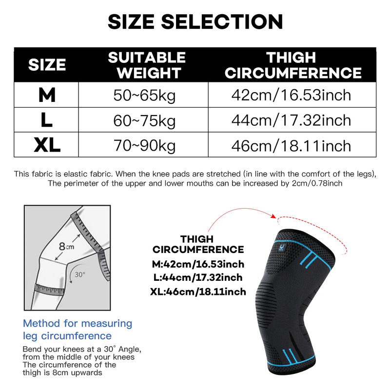 1 Pcs Compression Knee Support Sleeve Elastic Breathable Knee Pads Brace Springs Gym Sports Protector Basketball Volleyball Run